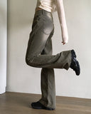 Dockin Vintage Washing Gray Long Bootcut Denim Pants