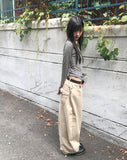 Two-fit Stripe Unbalanced Strap Long Sleeve T-Shirt