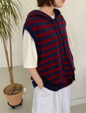 [unisex] Henken Stripe Hood Knit Vest