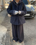 Pump Check Color Matching Hood Bomber Padding Jumper