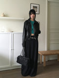 Montney cut boxy leather two-way zip-up jumper