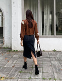 David Bandind Raw Denim Skirt