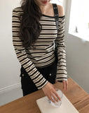 Pouch Multi Stripe One-Shoulder Long Sleeve