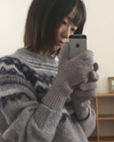 Polan Smartphone Touch Hole Ribbed Finger Gloves