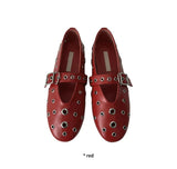 EYELET STRAP FLAT SHOES