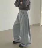 Winter Folding Pintuck Two-Way Wide Jogger Banding Brushed Pants