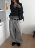 Mars Color Matching Double Button V-Neck Knit
