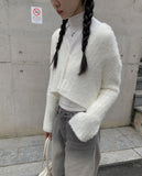 Reaper angora crop knit cardigan