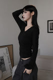 Slim V-neck Knit Top