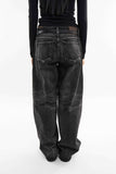 Falling low rise wide denim pants