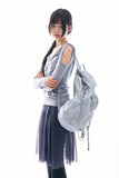 Teen open shoulder shirring hood top