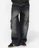 Cargo Curved Wide Denim Pants