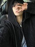 Hugo cable hood knit zip-up