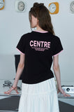 BUTTON CROP Ringer Tee
