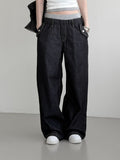 Sagging Non-Faded Raw Denim Pants