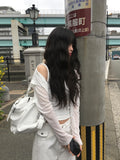 Kudo Button Hood See-Through Long Sleeve Cardigan