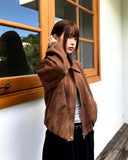 Cyan Suede Punching Collar Pocket Jacket
