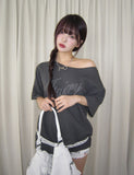 Star fairy boat-neck cut short sleeves