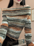 Uton Bokashi color matching gradient off-shoulder knit