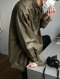 Retro Coated Leather Overshirt