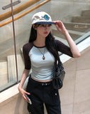 Tones Shirring Raglan Three Quarter T-shirt