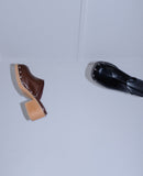 point silver bloafer shoes