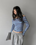 Pop Stripe Off Shoulder Long Sleeve