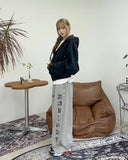 Bello Crack Lettering Wide Pants