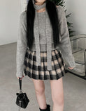 Check Pleated Mini Skirt