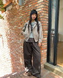 [Fake Layered SET] Chica Kitching Side Two-Button Pintuck Wrap Skirt Wide Long Pants