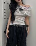 Lunatic Funky Print Off-Shoulder Short Sleeve