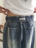 [MADE] Villard Surgical Damage Washing Banding Long Wide Denim Pants
