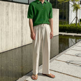 Chid two-tuck linen banding pants