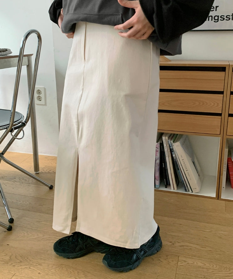 【BAON】Chitco Slit Banding Long Skirt BAON (バオン) - チッコースリットバンディングロングスカート