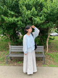 Huo Nylon Balloon Flare Banding Long Skirt