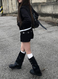 Ferro Studded Eyelet Belted Shorts