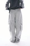 Curve panel cargo cotton wide pants
