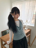 [SET] Anyu Lip Neck Layered Long Sleeve T-Shirt