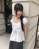 Lize Dot Puff Strap Blouse