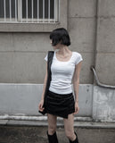 [mnem] ME Scoop Neck Baby Tee