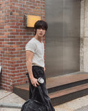 Cross Stud Ribbed Short Sleeve T-shirt