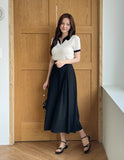 Rael Cable Color Matching Open Collar Knit