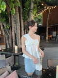 Onde Unbal shirring sleeveless blouse