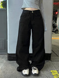 Two-button strap wide pants