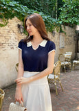 Cooly V Color Matching Collar Knit