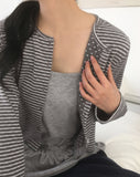 [Lining Point] Hued Stripe Dot Cardigan