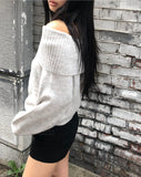 Jonu off-shoulder loose fit long sleeve knit