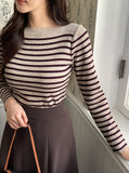 Demu Stripe Boat Neck Knit