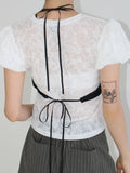 PUFF SLEEVE SHEER TEE