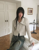 Ar Big Collar Fur Angora Two-Way Knit Zip-up